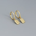 Orecchini rettangolari in argento 925 dorato con motivo a stella e zircone centrale - Oro