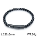 Polished black stainless steel box chain bracelet for men with secure clasp 220mm length - Polished Black 22cm*6mm