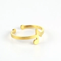 Minimalist gold musical note stainless steel open ring with adjustable band for women - Music / Gold