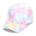 Kids colorful tie-dye baseball cap with pink butterfly and heart patterns for sun protection - 52-54cm / 24# Butterfly Heart