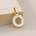 Letter O pendant in 18K gold-plated stainless steel with white shell inlay - Letter O(KP115527-K)