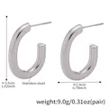Polished silver stainless steel triple-layered C-shaped stud earrings for women - Geometric U-Shaped Earrings / Steel