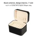 Gran caja de almacenamiento para pulseras en cuero PU negro con 7 ranuras de terciopelo - 7 Ranuras / Exterior Negro / Interior Beige