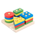Educational wooden shape sorter toy with colorful geometric blocks for toddlers - Four Color Shape Sorter