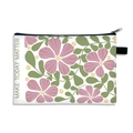White floral cosmetic bag with pink flowers and 'MAKE TODAY MATTER' print - EU 26