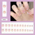 French taro purple candy press-on nails with 24 rainbow striped square nail tips - Sweet Taro Candy Style (R941)
