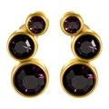 Boucles d'oreilles 16G en acier doré avec trois cristaux violets en forme d'arc - 16G-6mm-Oreille Gauche / Base Or - Zircon Violet Foncé