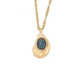 Collar vintage de acero inoxidable con colgante de gota de piedra azul dorada - 2# Ágata Azul (Azul Profundo)