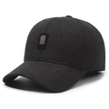 Dark grey fleece baseball cap with ear protection and GOLF SPORT logo for men - Gray