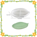 Stampo in silicone a forma di foglia con campione di vassoio verde e dimensioni - Vassoio Foglia Lunga 003