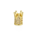 Detailed close-up of a gold crown bead charm with micro-set sparkling zircon stones - Gold Metal/White Zirconia
