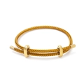 Adjustable golden multi-strand wire rope bracelet with sliding rings and 8-buckle detail - Gold