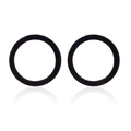 Pair of minimalist black matte O-ring geometric stud earrings in stainless steel finish - Hollow Round / Black
