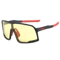Men's sports sunglasses with black full frame, yellow lenses and red non-slip rubber detail - Black Frame Night Vision Lens
