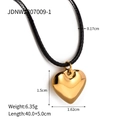 Colgante de corazón dorado pulido en un collar fino de cordón negro con cadena ajustable - Collar de Cordón Negro con Colgante de Corazón Dorado (JDNW2307009-1)