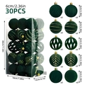 Set da 30 pezzi palline di Natale verde scuro in velluto con vari motivi da 6cm - 6cm Set da 30 / verde scuro