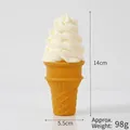 Realistic cream-colored artificial ice cream cone model for dessert shop display 14cm - Standard Type / White
