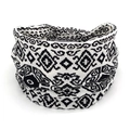 Elastic cotton headband with bohemian black and white geometric ethnic pattern - 52-Black White Ripple