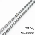 7mm vintage stainless steel octagon link chain necklace with lobster clasp and matte finish - Necklace / Matte Black