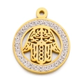 Ciondolo Mano di Fatima in oro con pavé di zirconi bianchi e design traforato - Stile Oro 2 (KLJ6037-Z)