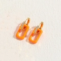Elegant geometric drop earrings with orange pendants and gold cubic zirconia hoops - Orange