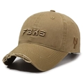 Vintage khaki washed cotton baseball cap with FBKS embroidery and distressed details - Adjustable / Deep Beige