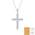 Collana con croce d'argento con ciondolo moissanite e rapporto certificato GRA - Stile Croce a 11 Pietre (P13380) / Con certificato GRA