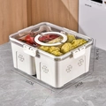 31cm food storage container with white drainage basket and clear lid for fridge - PET Handle 2-Grid Drainage Box