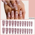Faux ongles ballerine longs rose nude avec design nuages et paillettes argentées - Vieux Rose Nuage Étoile Strass (JP0335-08)