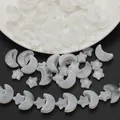 Frosted white moon and star glass beads for DIY bracelet jewelry making kits - Jelly White