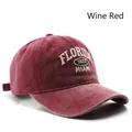 Vintage burgundy baseball cap with Florida embroidery and washed distressed finish - Burgundy
