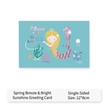 Blue mermaid princess of the sea greeting card with marine elements in 12x8cm size - Sea Theme Greeting Card 2 / 12*8cm