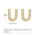 Minimalist gold-plated letter U stud earrings with AAA zircon stones and copper base - Letter U