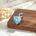 Elegant heart-shaped blue zircon stud earring with polished silver screw backing - Light Blue (A1114-6#)