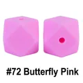 Due perle esagonali in silicone da 17 mm color rosa farfalla per dentizione fai-da-te - Rosa Farfalla