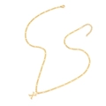 Golden Figaro chain necklace with a capital letter X pendant on white background - Letter X