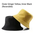 Reversible canvas bucket hat in ginger yellow and black with sun protection for outdoors - Ginger Yellow Outside Black Inside (Reversible)