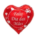 Red heart-shaped foil balloon with Feliz Dia das Mães greeting for Mother's Day party - 18 Inch Red Round Edge Heart Happy Mother's Day (BTX023)