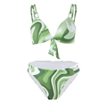 Ensemble bikini 3 pièces avec imprimé marbre vert et pantalon en mesh assorti - S / Haut Et Bas / Marbre Vert