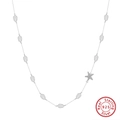 Elegant 925 sterling silver starfish necklace with freshwater pearls for beach vacations - Silver (BQN06)