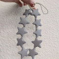 Cute gray silicone star beaded keychain accessory with golden ring and strap - Light Gray (10 Stars)