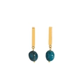 Minimalist 18k gold stainless steel earrings with dark blue natural stone drops - Sea Blue Irregular Natural Stone Earrings / Sea Blue (YYE023004)
