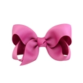 Handmade rose red grosgrain ribbon bow hair clip for girls with a textured finish - Coral Pink