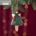 Vintage green hand-painted iron angel ornament with golden wings for Christmas tree decor - Angel Model B - Green