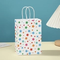 Eco-friendly white paper gift bag with colorful star prints and white rope handles - 27*21*11cm / Colorful Star