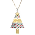 Weihnachtsbaum-Halskette aus Gold und Silber mit festlichen farbigen Punkten Details - D1467 Silberkette Halskette