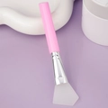 Pink silicone face mask brush with white flat head and silver metal ferrule for skincare - Slanted Tail Style C / Pink