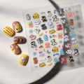 Autocollants nail art 5D ours avec motifs de dessins animés 3D colorés et étoiles cœur - Style d'ours en peluche (FEB-793)