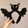 Kreativer schwarzer Plüsch-Fledermaus-Haarreif mit Glitzerohren für Halloween-Cosplay - Fledermaus-Haarband