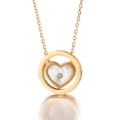 Collier cœur doré élégant avec incrustation de nacre blanche et un diamant central - Style A Or (KN112229-GC)